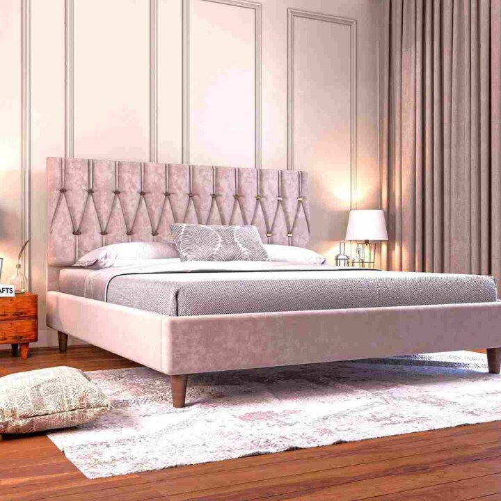Elara Premium Upholstered Wooden Cot Bed