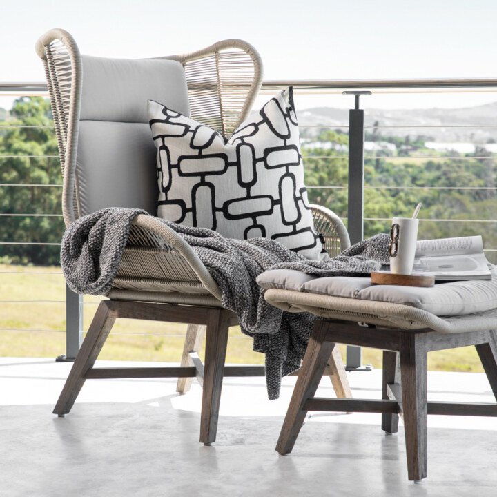Rosalina Chair With Footstool – Stone