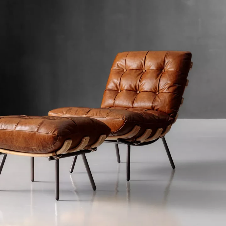 Fidel Leather Lounge Chair – Tan
