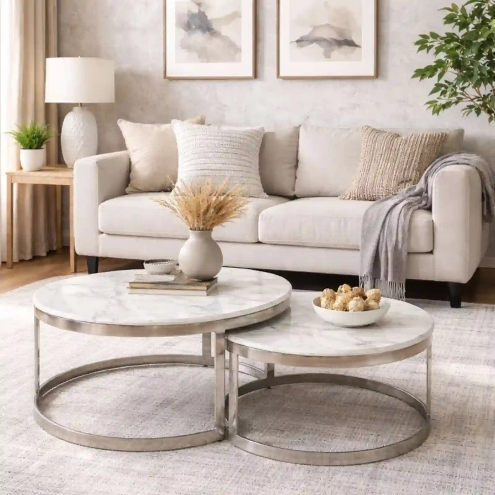 Waldorf Coffee Table Set - Marble Look Top